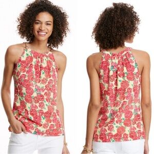 Vineyard Vines Kentucky Derby Rose Silk Blouse